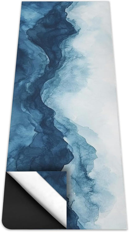 Hot Yoga Mat Towel with Corner Pockets Yoga Towels for Hot Yoga Non Slip with Travel Bag Sweat Absorbent Yoga Blankets Mat Cover for Workout Gym 70"x26" (Mountain-01, 70x26)