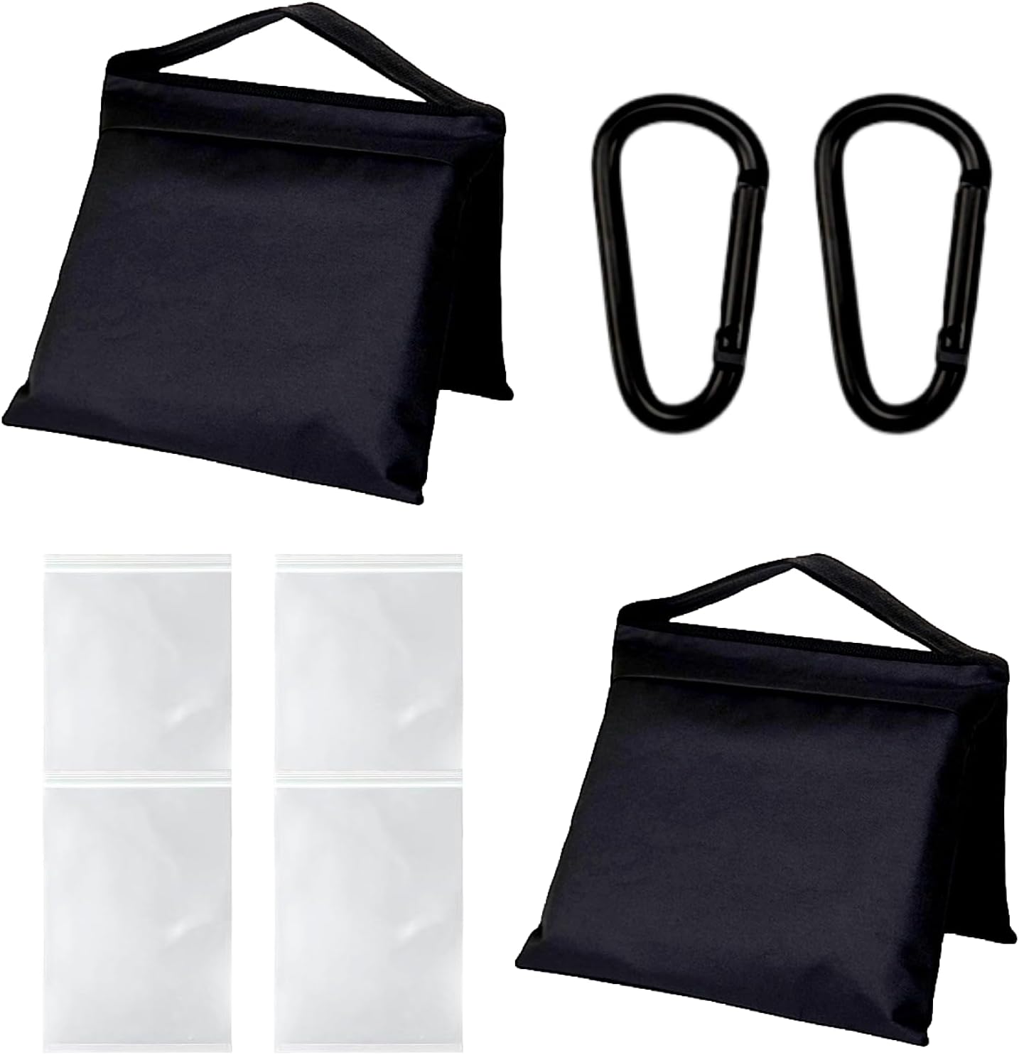 4 Pack Sandbags with 8 PE Bags and 4 Buckle, Weight Bags for Light Stand Photography Video Equipment, Heavy Duty Sand Bags for Backdrop Stand, Photo Tripod, C Stands and Light Stands