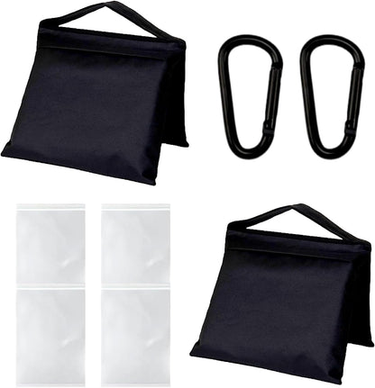 4 Pack Sandbags with 8 PE Bags and 4 Buckle, Weight Bags for Light Stand Photography Video Equipment, Heavy Duty Sand Bags for Backdrop Stand, Photo Tripod, C Stands and Light Stands