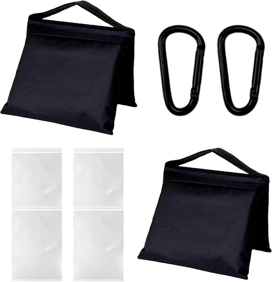 4 Pack Sandbags with 8 PE Bags and 4 Buckle, Weight Bags for Light Stand Photography Video Equipment, Heavy Duty Sand Bags for Backdrop Stand, Photo Tripod, C Stands and Light Stands