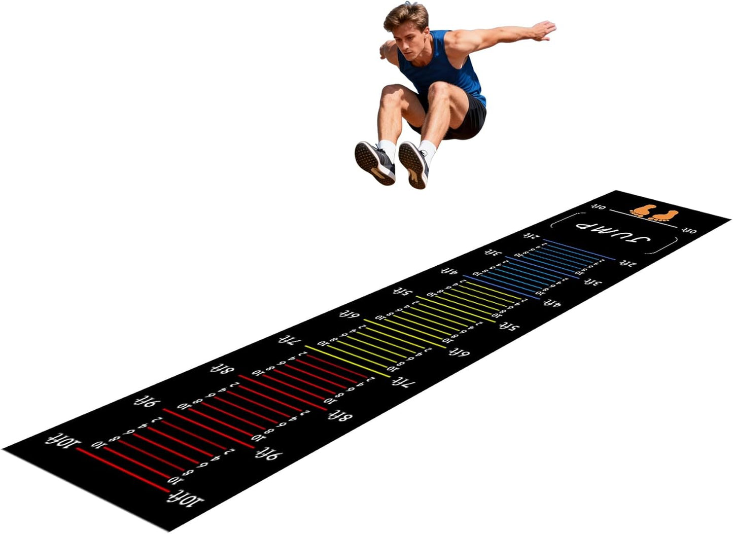 Long Standing Jump Mat Non-Slip Broad Measurement Jumping Rope Pad Foldable Yoga Mat for Gym, Outdoor Exercise, Home Workout