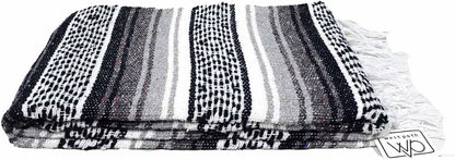 Open Road Goods Blue Mexican Blanket - Authentic Serape Falsa Blanket - Handmade