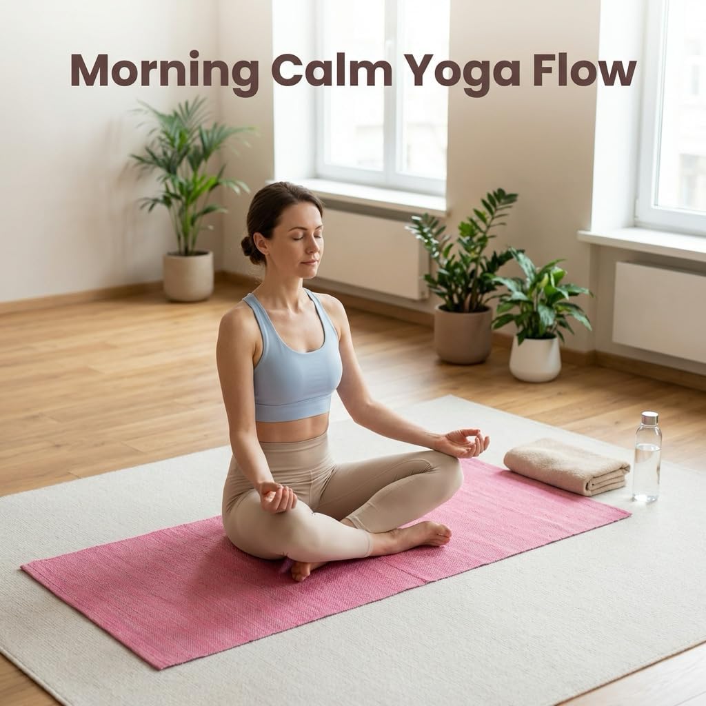 LFH Home Handmade Cotton Yoga Mat Cotton Rug picnic mat For Exercise, Workout, Fitness - Perfect Heavy Quality Eco Friendly Natural Cotton Woven Reversible Yoga Mats for Men & Women - 72x26 Inch.