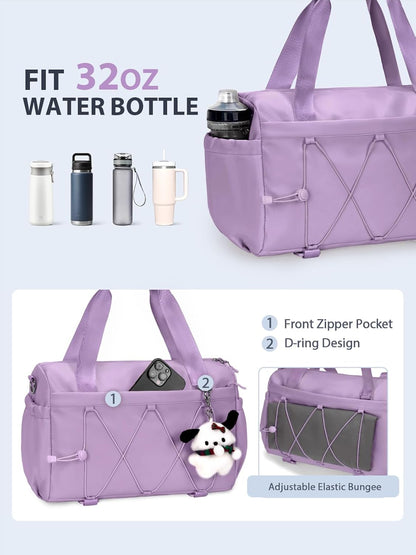Small Gym Bag for Women with Yoga Mat Holder and Wet Compartment, Mini Gym Duffle Bag Yoga Bag with Water Bottle Pocket for Workout Travel, Green