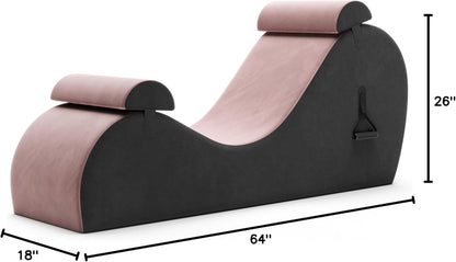 Avana Chakra Yoga Chaise - 2 Adjustable Headrests & Handles with Adjustable Straps, Micro-Velvet/Microloop, Grey & Grey