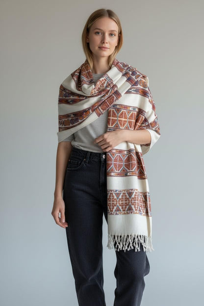 Handloom Wool Meditation Shawl, Oversized Wrap Throw, Gift for Men and Women