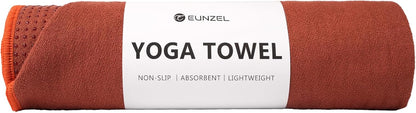 Eunzel Hot Yoga Towel - Microfiber Non Slip Yoga Mat Towel with Grip Dot Sweat Absorbent Towel for Hot Yoga, Pilates and Fitness 72" x 24", Dark Cyan/Orange