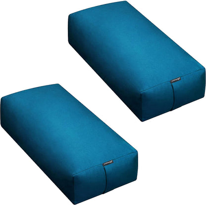 Extra Firm Large Yoga Bolster, 24" x 12" x 6" Cinched OR Zippered Yoga Pillow, Rectangular Cotton Cushion With Removable Cover for Studios, 1 Pack or 2 Pack