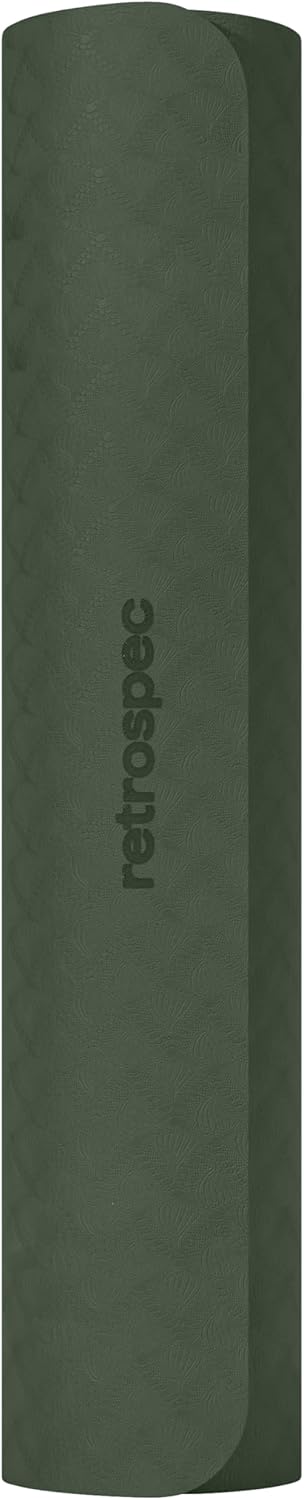 Retrospec Zuma Yoga Mat 6mm Thick Non-Slip TPE Exercise Mat | Cushioned Workout Mat for Yoga Pilates and Home Stretching | 72 x 24 with Carrying Strap