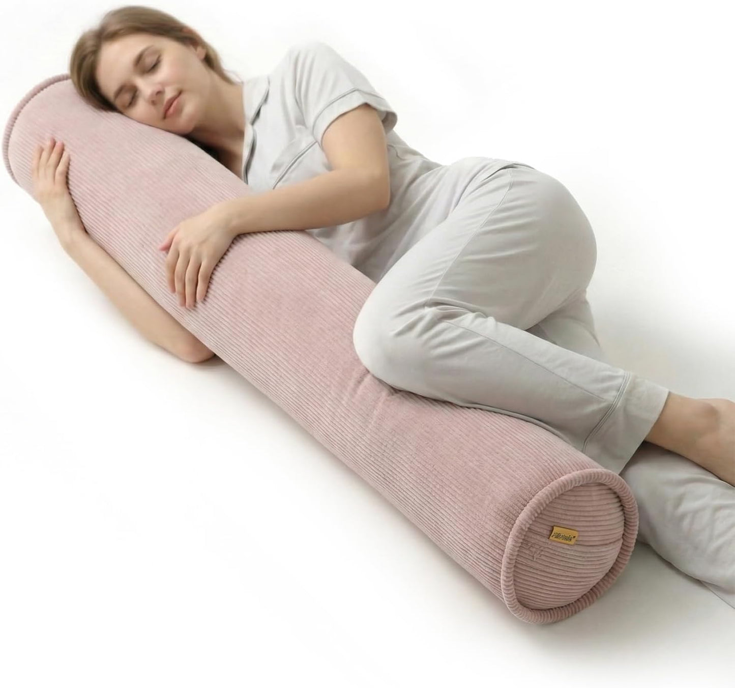 Corduroy Body Pillow, Round Bolster Cylinder Pillow for Adults, Soft Long Support Pillow for Bed & Sofa, Removable Washable Cover,59 x 7.87 Inches,Peacock Blue