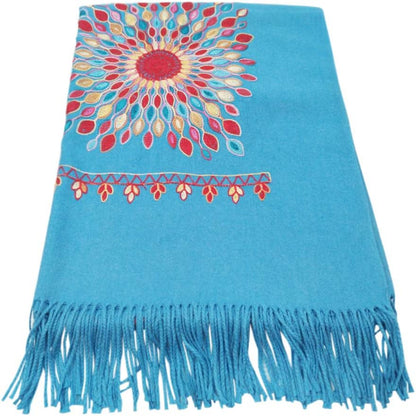 Urban CoCo Women's Embroidered Oversize Tassel Shawl Scarf Wraps for Women