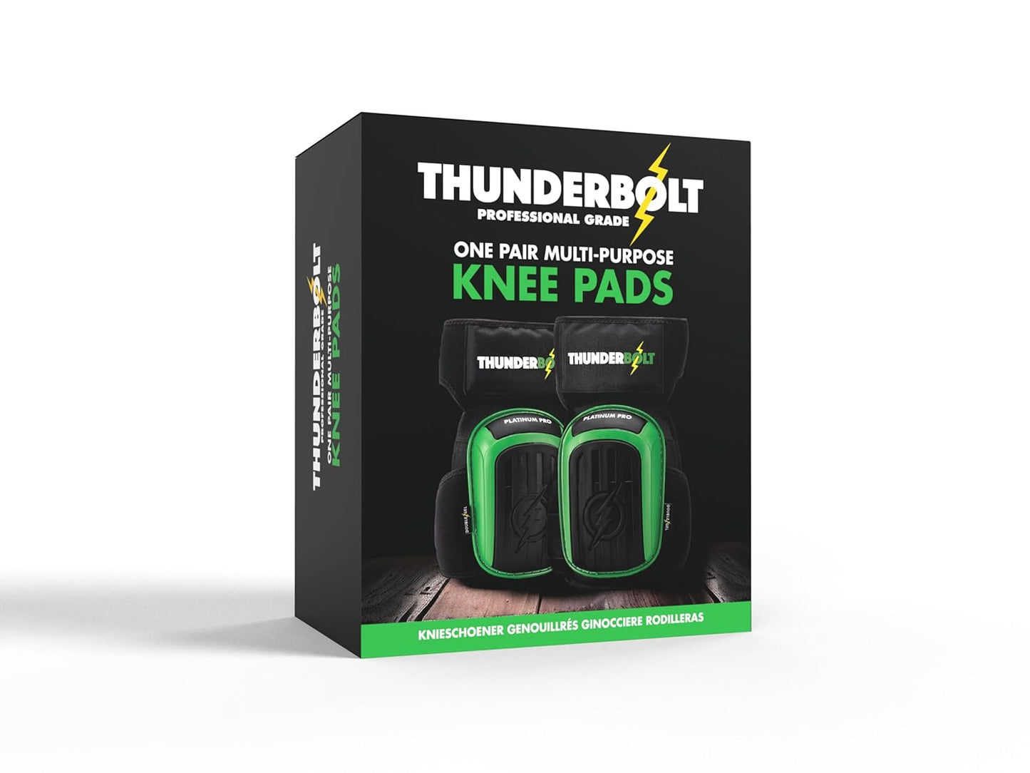 Thunderbolt Knee Pads for Men Construction Knee Pads for Work for Men and Women with Double Gel for Gardening Flooring Roofing Heavy Duty with Extra Thick Foam and Strong Adjustable Non-Slip Straps
