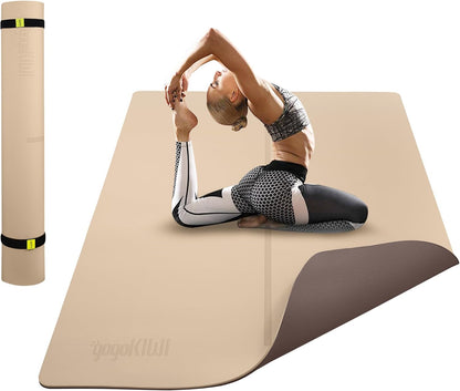 Gogokiwi Large Yoga Mat (6'x4') – 1/4" & 1/2" Thick Exercise Mats for Home Workout, Extra Wide Workout Mats for Home Gym, Yoga, Pilates, Stretching, Floor & More