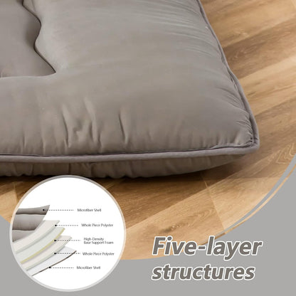 MAXYOYO Bohemian Retro Mattress Boho Floral Japanese Futon Mattress Tatami Floor Mat Foldable Portable Camping, Sleeping Pad, Lounger Couch Bed Full Size