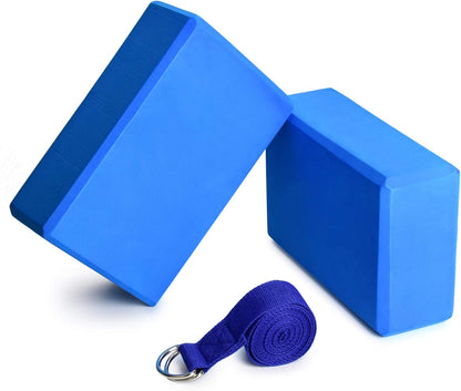 Yoga Blocks Yoga Strap Set EVA Yoga Blocks with Strap for Yoga Pilates Meditation