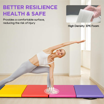 Gymnastics Mats Foldable Tumbling Mats Portable Gymnastics Exercise Mat Thick Gymnastics Tumbling Mats Pad Home Exercise Panel Mat With Carrying Handles