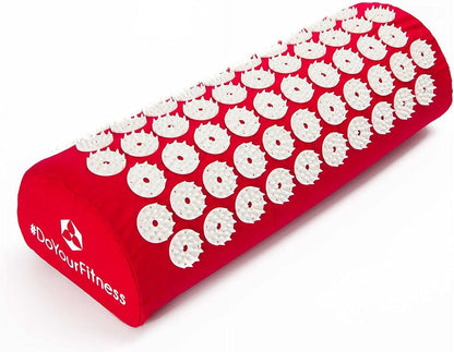 #DoYourFitness Acupressure Mat and Pillow Set - Relieves Stress, Back, Neck, and Sciatic Pain - Comes with a Vinyl Carry Bag for Storage and Travel - Red