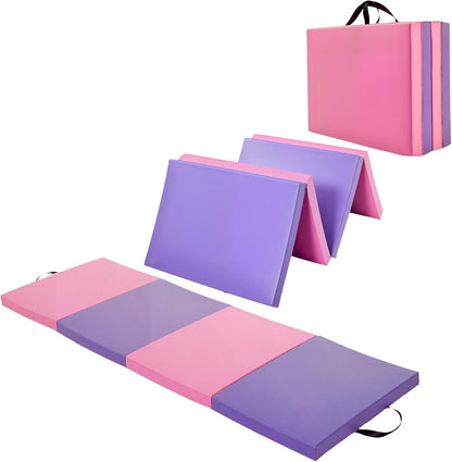 Gymnastics Mat, 6x2/3Ft 2-Inch Thick 4-Fold Exercise Floor Mat for Home Gym, Portable Yoga Mat for Pilates, Aerobics, Martial Arts & Training