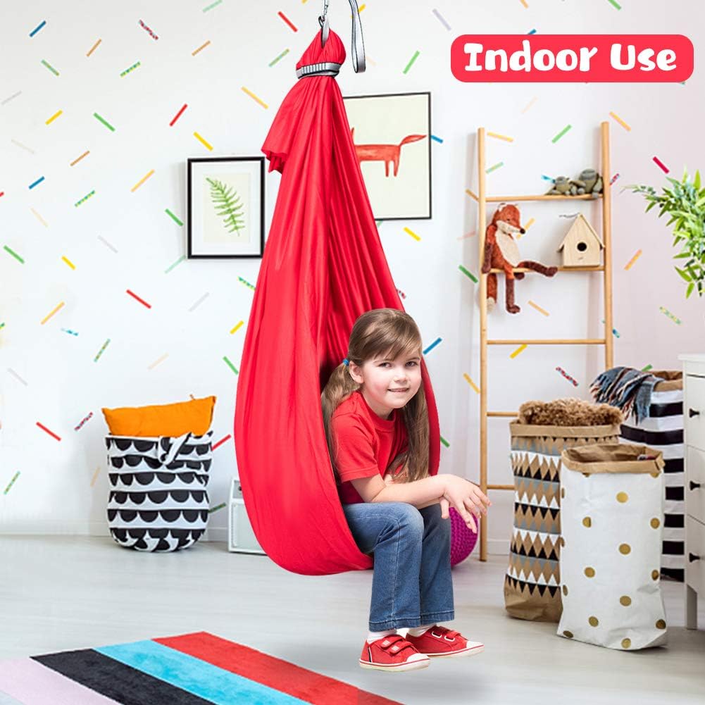 Aokitec Therapy Swing for Kids with Special Needs (Hardware Included) Snuggle Swing Cuddle Hammock Indoor Adjustable Aerial Yoga for Children with Autism, ADHD, Asperger, Sensory Integration