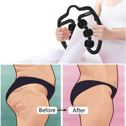 Cellulite Massage Tool, Anti-Cellulite Roller- Lymphatic Drainage Massager - Muscle Roller, Deep Fascia Massage, Dimpled Skin Removal, Legs/Thighs/Buttocks, Smooth Skin (14 Wheel - Blue)