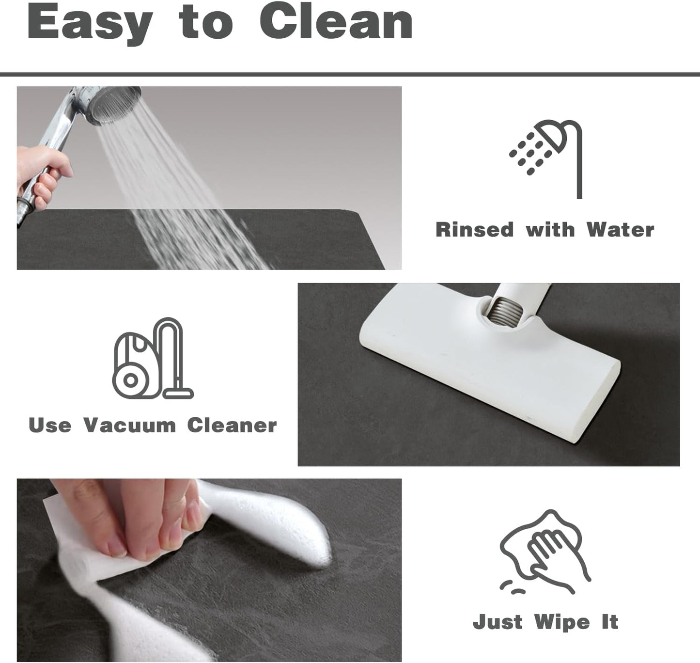 TYUU Bath Mat, Bathroom Rugs Non Slip Washable Thin Absorbent Quick Dry Bath Mat Fits Under Door Bathroom Floor Mat Perfect for Bath, Shower, or Sink 24"x36" Dark Grey