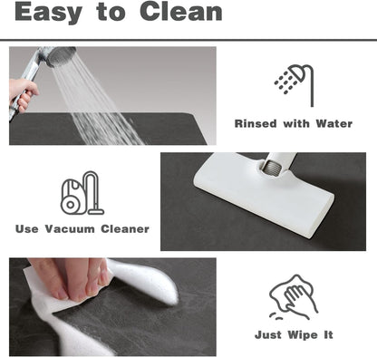 TYUU Bath Mat, Bathroom Rugs Non Slip Washable Thin Absorbent Quick Dry Bath Mat Fits Under Door Bathroom Floor Mat Perfect for Bath, Shower, or Sink 24"x36" Dark Grey