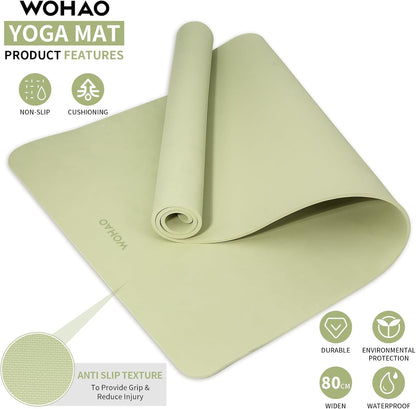 Extra Wide & Thick 8mm Yoga Mat, 72"x31.5" Large Non Slip Exercise Mat, Premium POE Material for Superior Cushioning & Stability, with Strap for Home Gym, Pilates