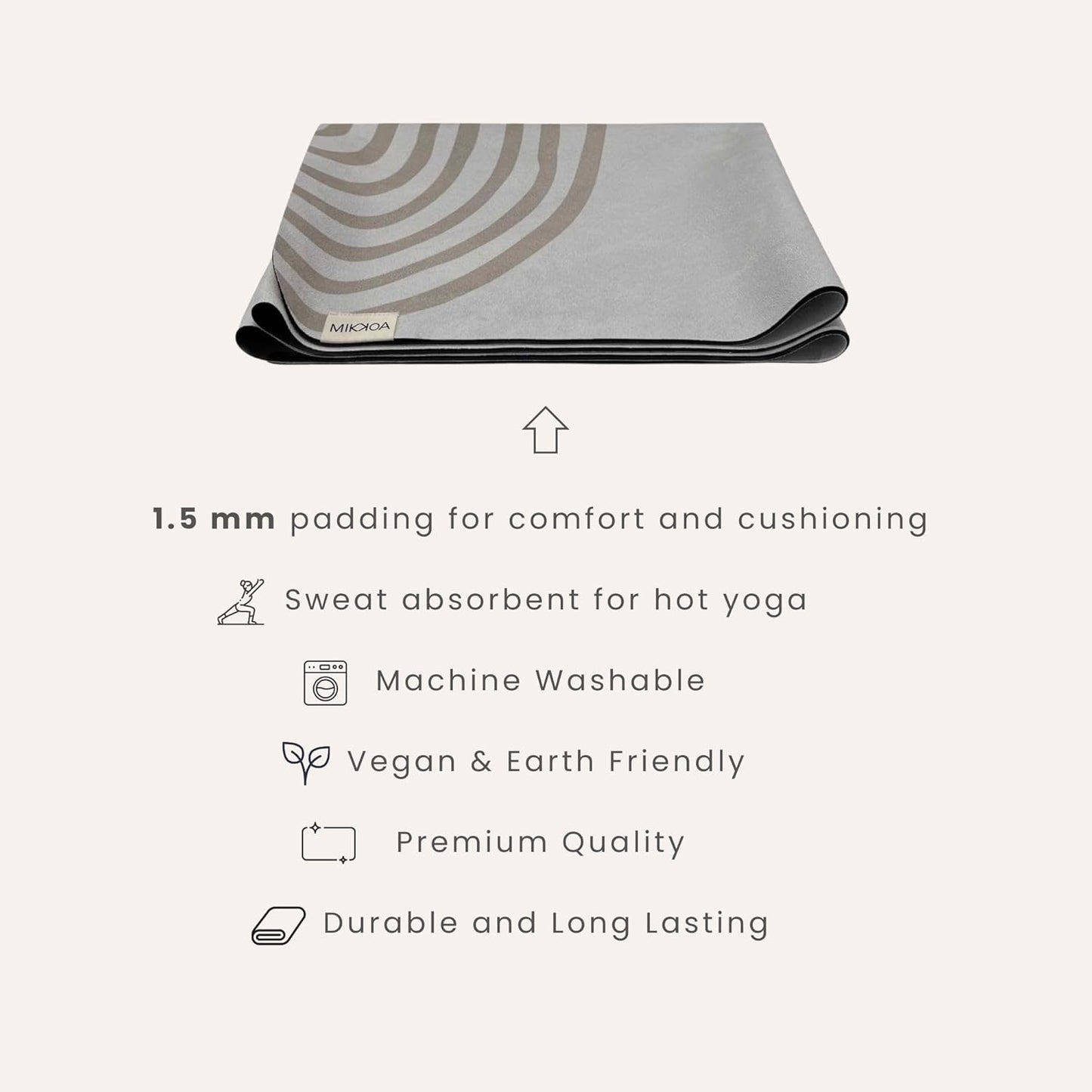 Travel Yoga Mat 1.5mm | Foldable, Lightweight Mat | Use for Travel, Backpacking, Yoga Retreat, Outdoors, Gym, Pilates, Machine Washable, Eco-Friendly