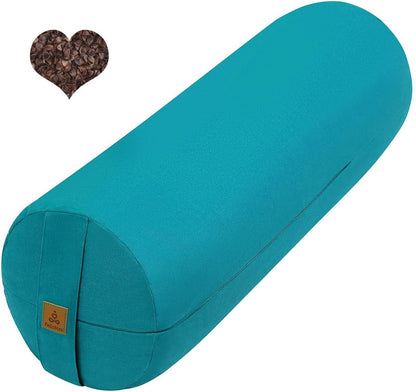 Organic Buckwheat Bolster(24X9 in) Yoga Bolster Supportive Yoga Cushion for Restorative Yoga Accessories Meditation Pillow Reading Pillow Floor Pillow Large Round Cylinder