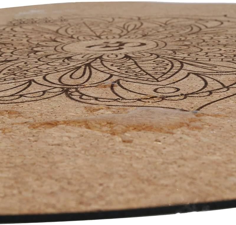 Round Yoga Mat with Printed Mandala Design, 60 in Diameter, wood material