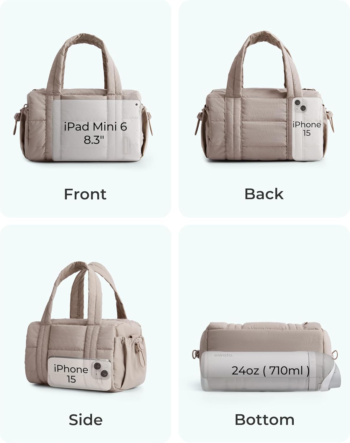 BAGSMART Reiki Gym Bag for Women, Mini/Medium Crossbody Bags for Women, 5L Dance Bag with Detachable Strap, 15L Yoga Mate Bag with Wet & Dry Pocket