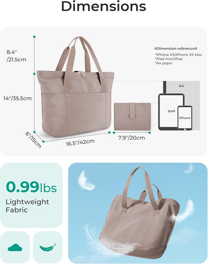 BAGSMART Tote Bag for Women, Foldable Tote Bag With Zipper Travel Shoulder Bag Handbag for Work