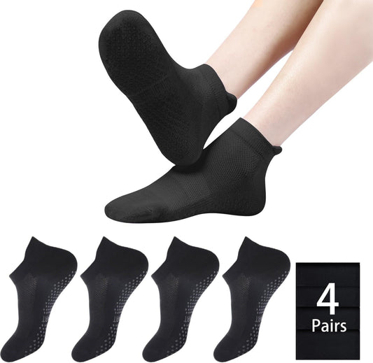 Acetin 4 Pairs Grip Socks Pilates Socks for Women