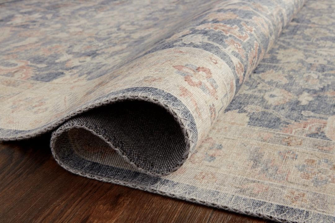 Loloi Hathaway Collection HTH-06 Blush/Multi 2'-6" x 7'-6", .25" Thick, Runner Rug, Soft, Durable, Printed, Modern, Low Pile, Non-Shedding, Easy Clean, Living Room Rug