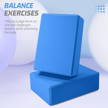 Yoga Blocks 2 Pack 3x6x9IN Foam Block Supportive Latex-Free with Beveled Edges, Non-Slip Exercise Blocks for Pilates, Meditation, Balance, Stretching and Deep Poses