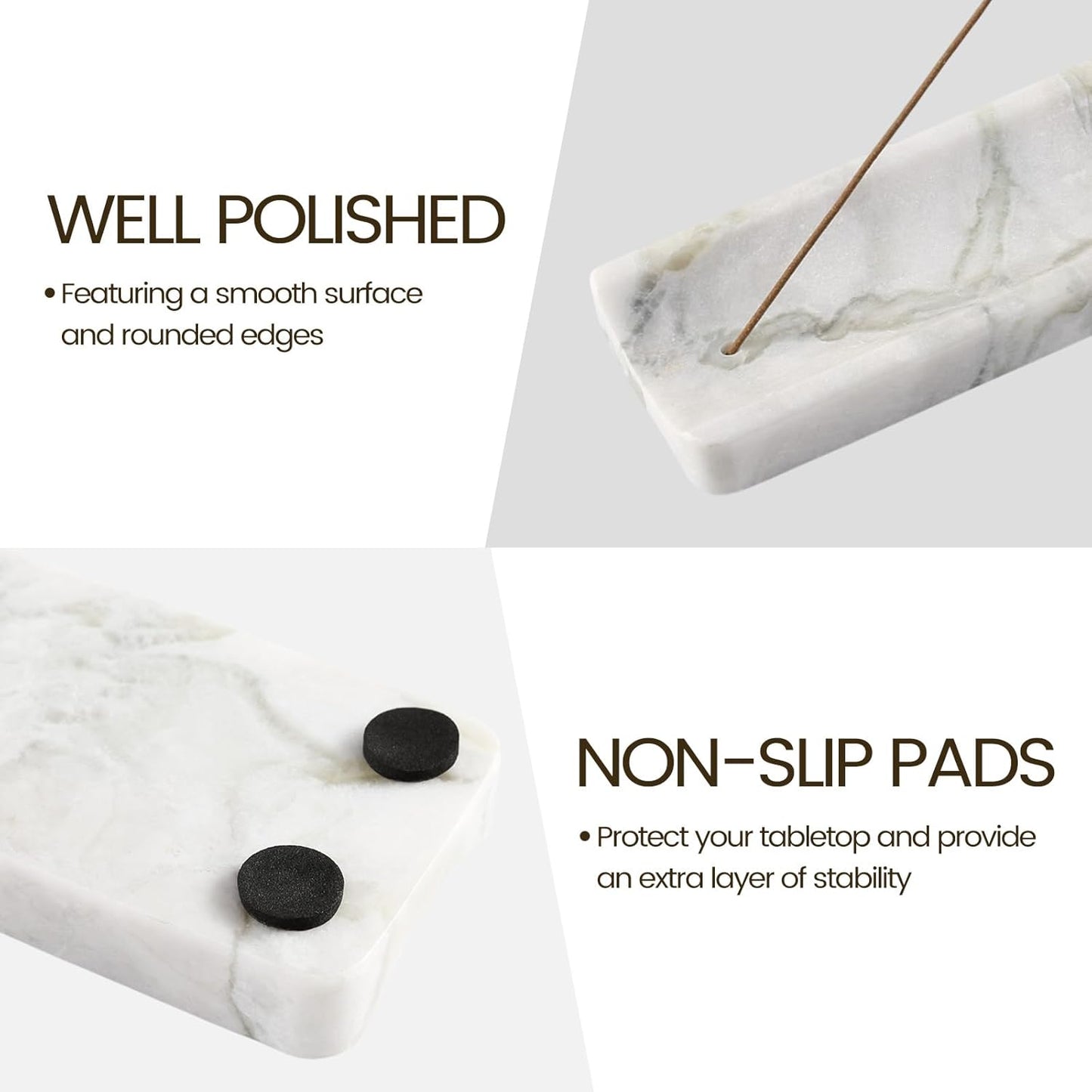 Koville Marble Incense Holder, Incense Holder for Sticks, Incense Sticks Holder Ash Catcher for Meditation Yoga SPA, Natural Stone Incense Burner, Home Table Decor (Green)