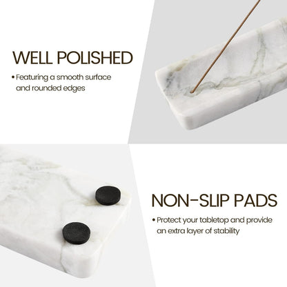 Koville Marble Incense Holder, Incense Holder for Sticks, Incense Sticks Holder Ash Catcher for Meditation Yoga SPA, Natural Stone Incense Burner, Home Table Decor (Green)