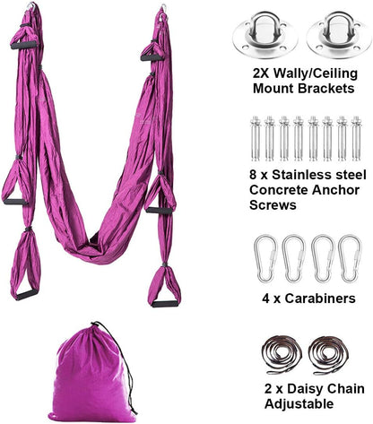 Aerial Trapeze Yoga Hammock Kit - Ultra Strong Antigravity Yoga Flying Sling Inversion Swing Tool Set