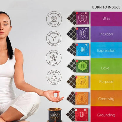 7 Chakra Incense Brick Gift Set by Aromafume | 14 Bricks & Tree of Life Exotic Burner | Smokeless Incense Set for Chakra Balance | Yoga & Meditation Gifts | Incense Kit for Plexus, Root & More