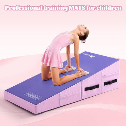 Gymnastics Cheese Mat Incline Wedge Mat, Folding Gymnastics Mat for Kids Tumbling, Indoor/Outdoor Skill Shape Training & Exercise equipment Home Gym Yoga