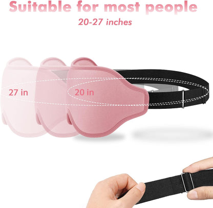Sleep Eye Mask for Men Women, Sleeping Mask for Side Sleeper, Travel Blackout Night Blindfold Eye Shade Cover with Adjustable Strap (Black)
