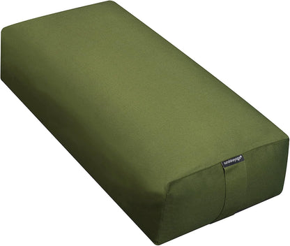 Extra Firm Large Yoga Bolster, 24" x 12" x 6" Cinched OR Zippered Yoga Pillow, Rectangular Cotton Cushion With Removable Cover for Studios, 1 Pack or 2 Pack