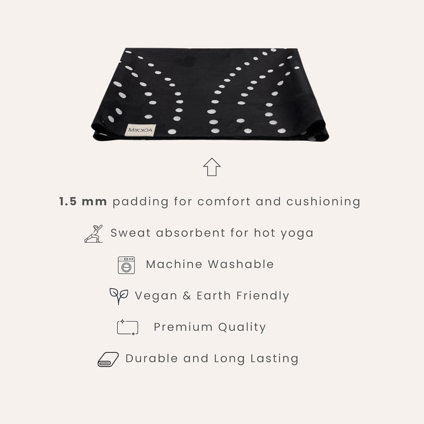 Travel Yoga Mat 1.5mm | Foldable, Lightweight Mat | Use for Travel, Backpacking, Yoga Retreat, Outdoors, Gym, Pilates, Machine Washable, Eco-Friendly