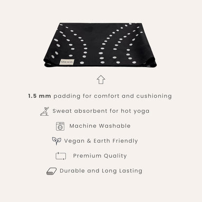 Travel Yoga Mat 1.5mm | Foldable, Lightweight Mat | Use for Travel, Backpacking, Yoga Retreat, Outdoors, Gym, Pilates, Machine Washable, Eco-Friendly