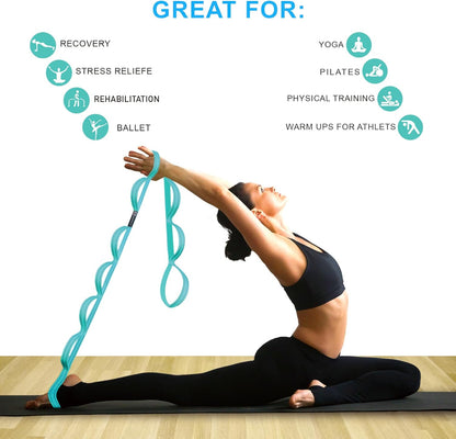 A AZURELIFE Premium Durable Stretch Straps with Loops, Stretching Strap for Physical Therapy, Multi-Loop Yoga Strap Fitness Exercise Strap for Yoga, Pilates, Dance, Flexibility&Exercise