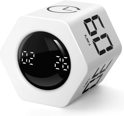 Productivity Timer 1, 5, 10, 30, 60 Minutes Preset, Desk Cube Timer with Gravity Sensor/Mute/Vibration for ADHD, Work, Study, Kitchen, Back to School (Wood Grain)