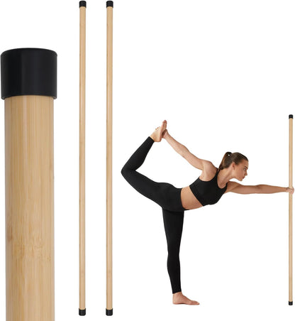 P Polerden Yoga Stick, 5ft Exercise Stick for Mobility, Stretching Stick with Non-Slip Ends, Exercise Dowel for Pilates, Balance Pole and Stretch Bar for Stretching Equipment
