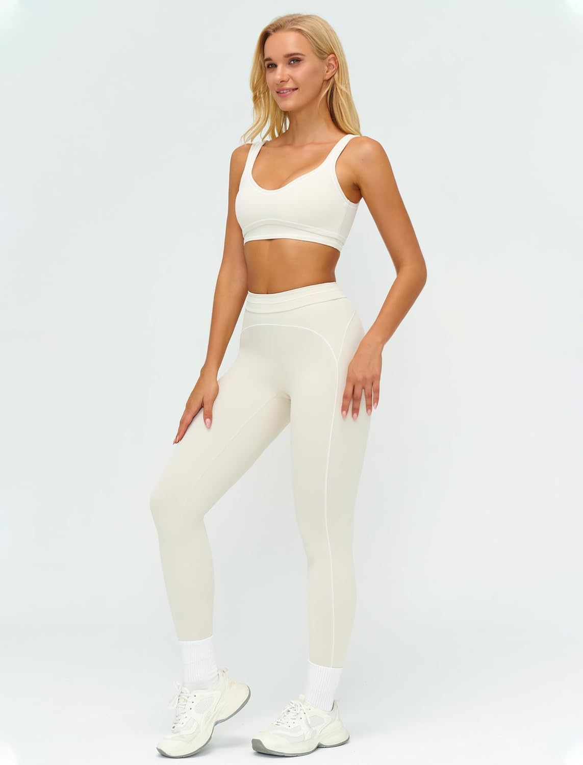 Women 2 Piece Workout U Back Color Block Sports Bra High Waist Tummy Control Active Leggings Yoga Pilates Outfits