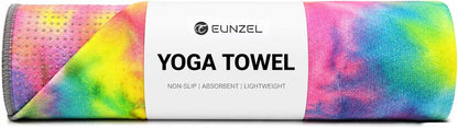 Eunzel Yoga Towel,Hot Yoga Mat Towel with Grip Dots Sweat Absorbent Non-Slip for Hot Yoga, Pilates and Workout 24" x72", Purple & Blue