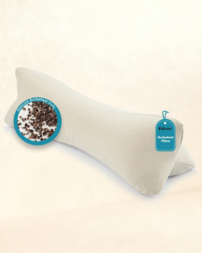 Cervical Buckwheat Roll Pillow for Sleeping,15.7"x5.9" Buckwheat Hulls Pillows Filling, Triangle Pillow for Neck Support Yoga Bolster, Adjustable Fill for Neck Pain Relief,Gray